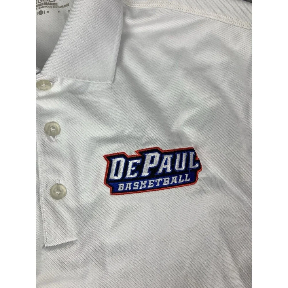 DePaul Blue Demons Nike Dri Fit Polo Shirt, White, Big East Basketball, Small